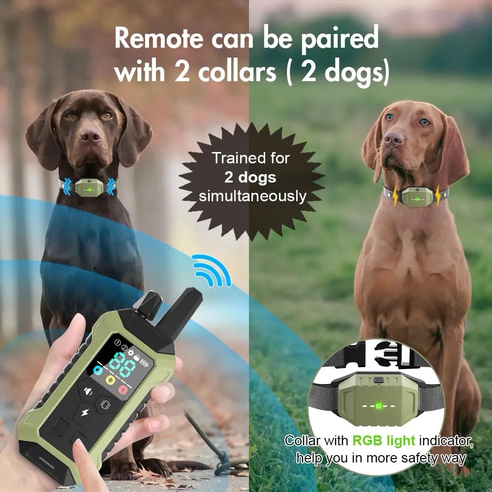 2000FT Electric Pet Dog Training E-Collar Anti-Bark Obedience Remote Control LCD (ARMY GREEN) - Image 4
