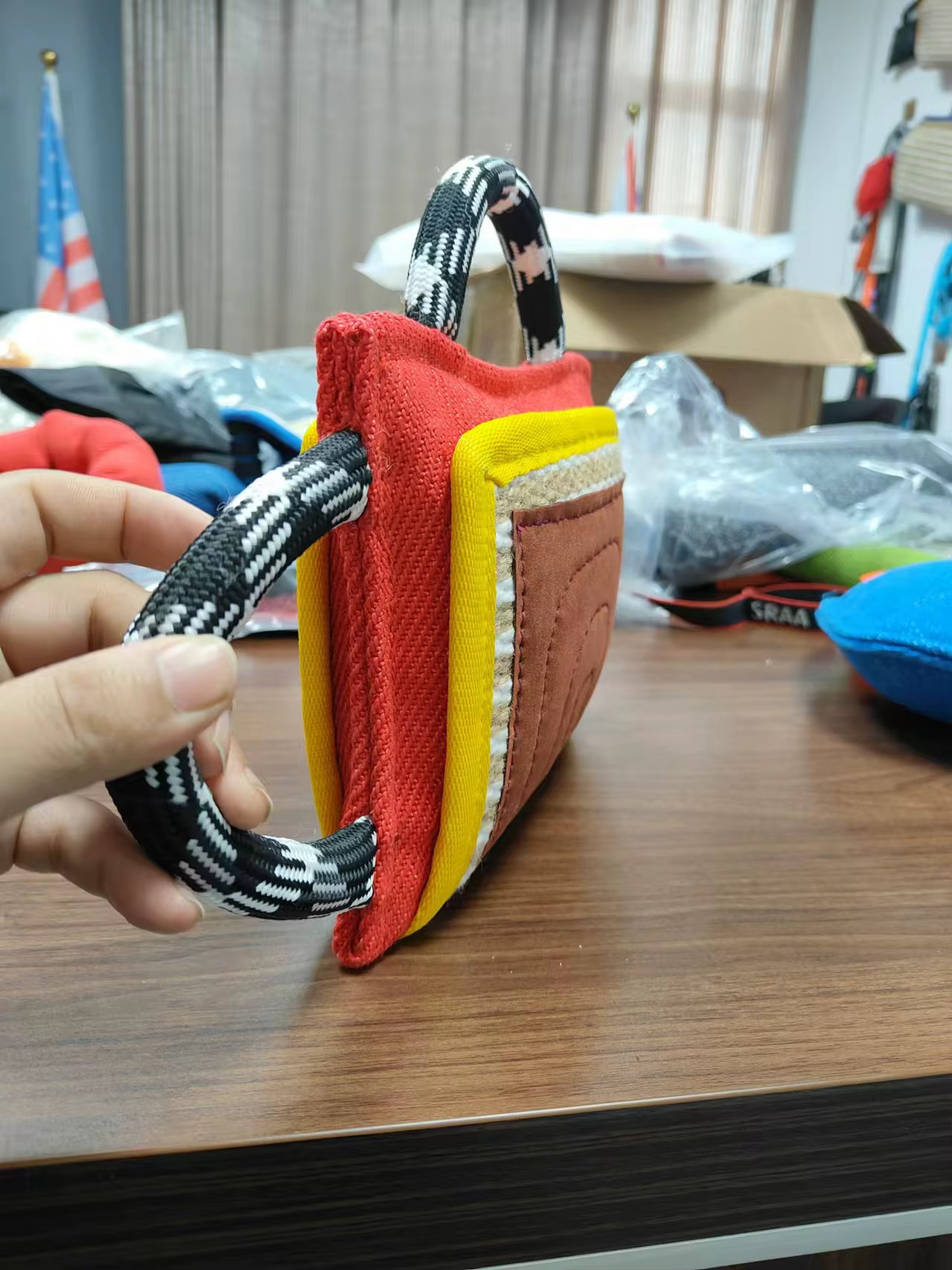 Durable Dog Bite Pillow Tug Toy with 3 Handles Interactive Biting Training Tug 3 layers - Image 5